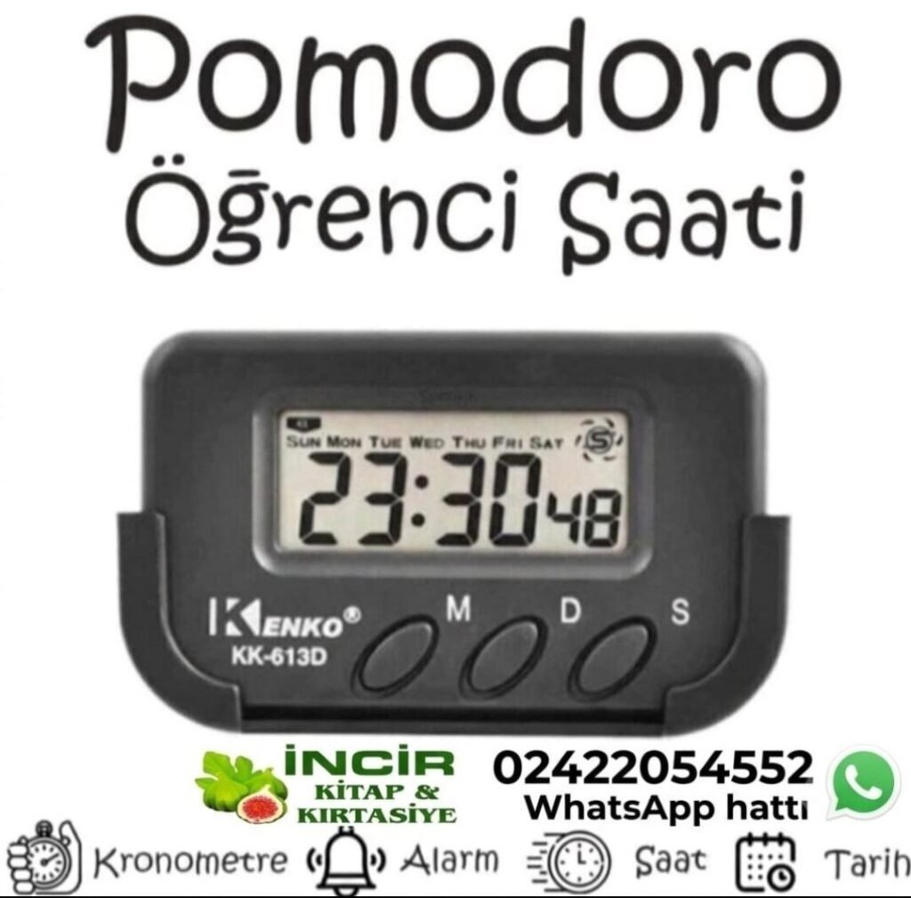 Pomodoro Öğrenci  Saati Kenko KK-613D Dijital Küçük Masa-Araba Saati-Alarm-Kronometre