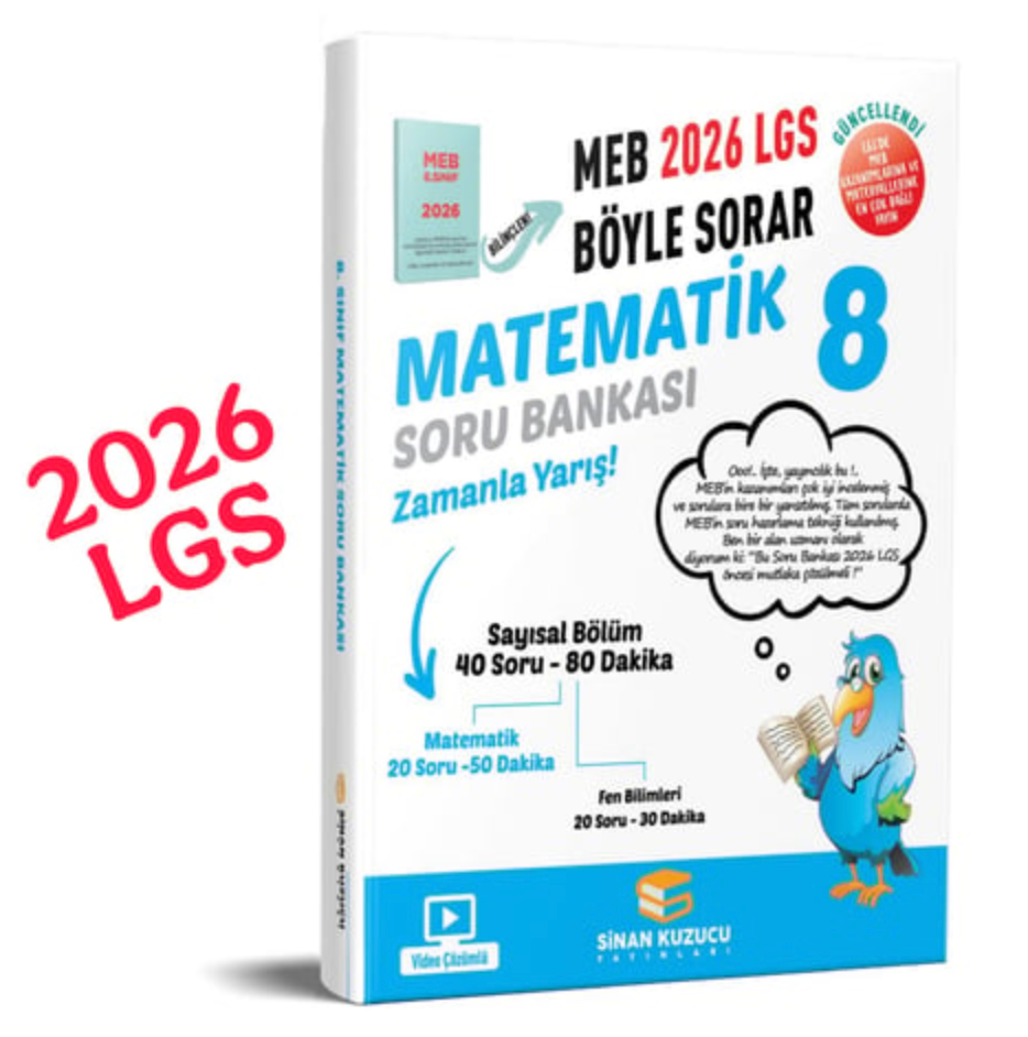 Sinan Kuzucu Yayınları 8. Sınıf 2026 Lgs Meb Böyle Sorar MATEMATİK Soru Bankası Video Çözümlü