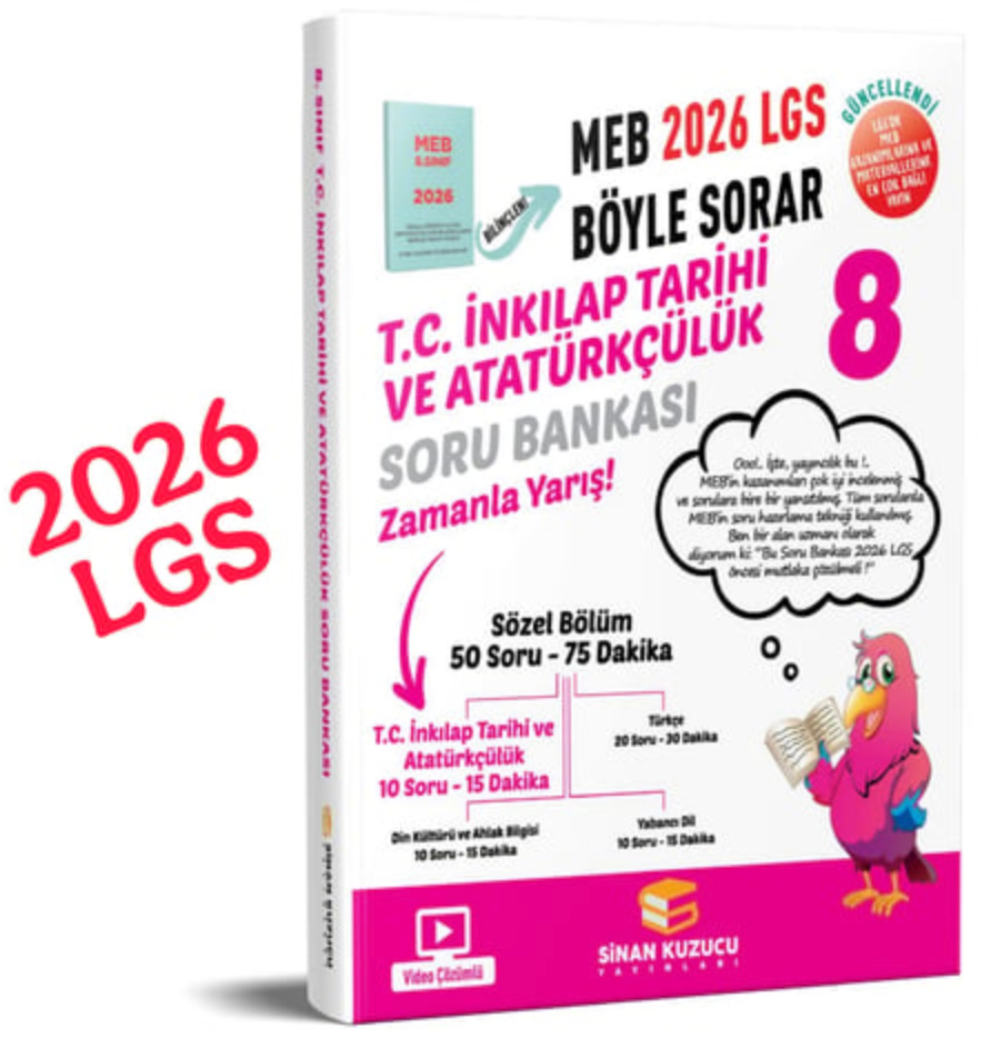 Sinan Kuzucu Yayınları 8. Sınıf 2026 Lgs Meb Böyle Sorar T.C. İNKILAP TARİHİ VE ATATÜRKÇÜLÜK Soru Bankası Video Çözümlü