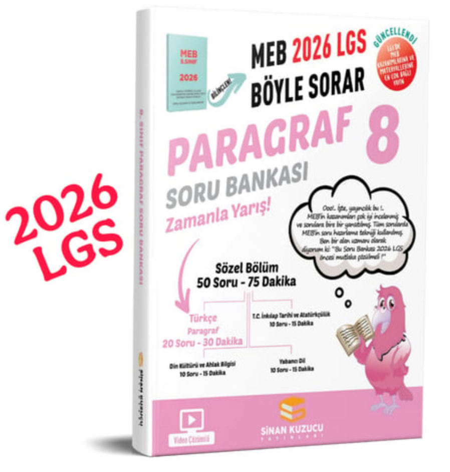 Sinan Kuzucu Yayınları 8. Sınıf 2026 Lgs Meb Böyle Sorar PARAGRAF Soru Bankası Video Çözümlü