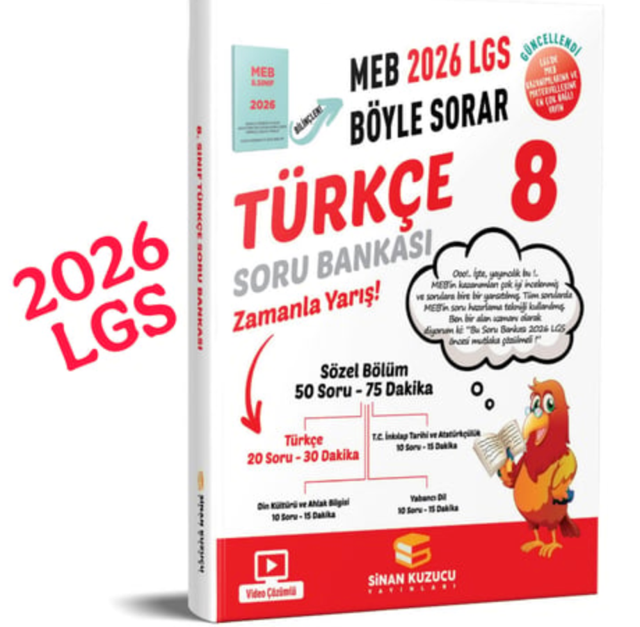 Sinan Kuzucu Yayınları 8. Sınıf 2026 Lgs Meb Böyle Sorar TÜRKÇE Soru Bankası Video Çözümlü