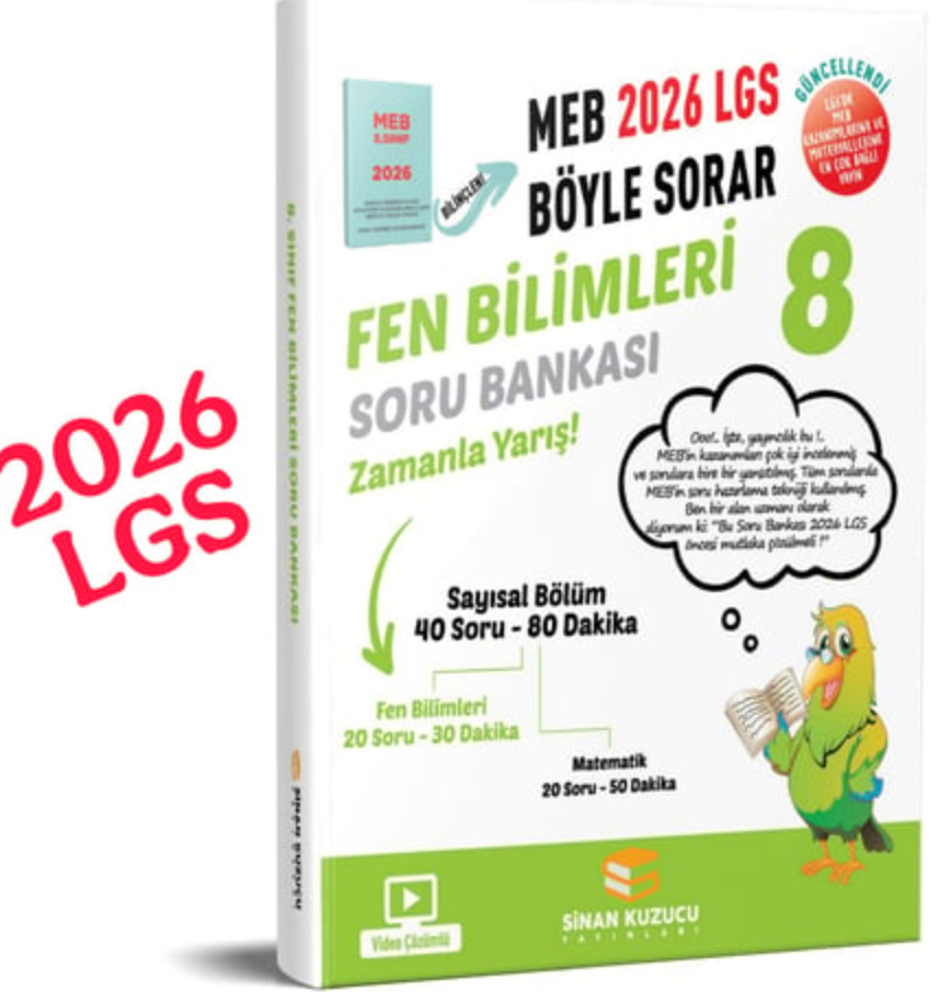 Sinan Kuzucu Yayınları 8. Sınıf 2026 Lgs Meb Böyle Sorar Fen Bilimleri Soru Bankası Video Çözümlü