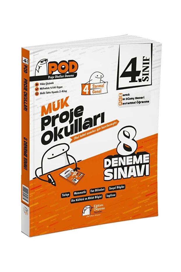Eğitim Deposu Yayınları 4. Sınıf MÜK Proje Okulları 8 Deneme Sınavı Tüm Dersler